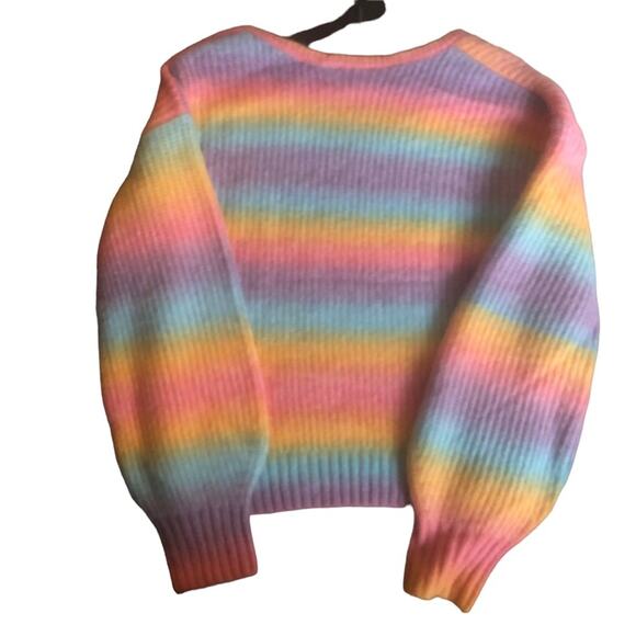 No Boundaries Rainbow Stripe V Neck Long Sleeve Cozy Sweater Women Medium - Picture 5 of 9